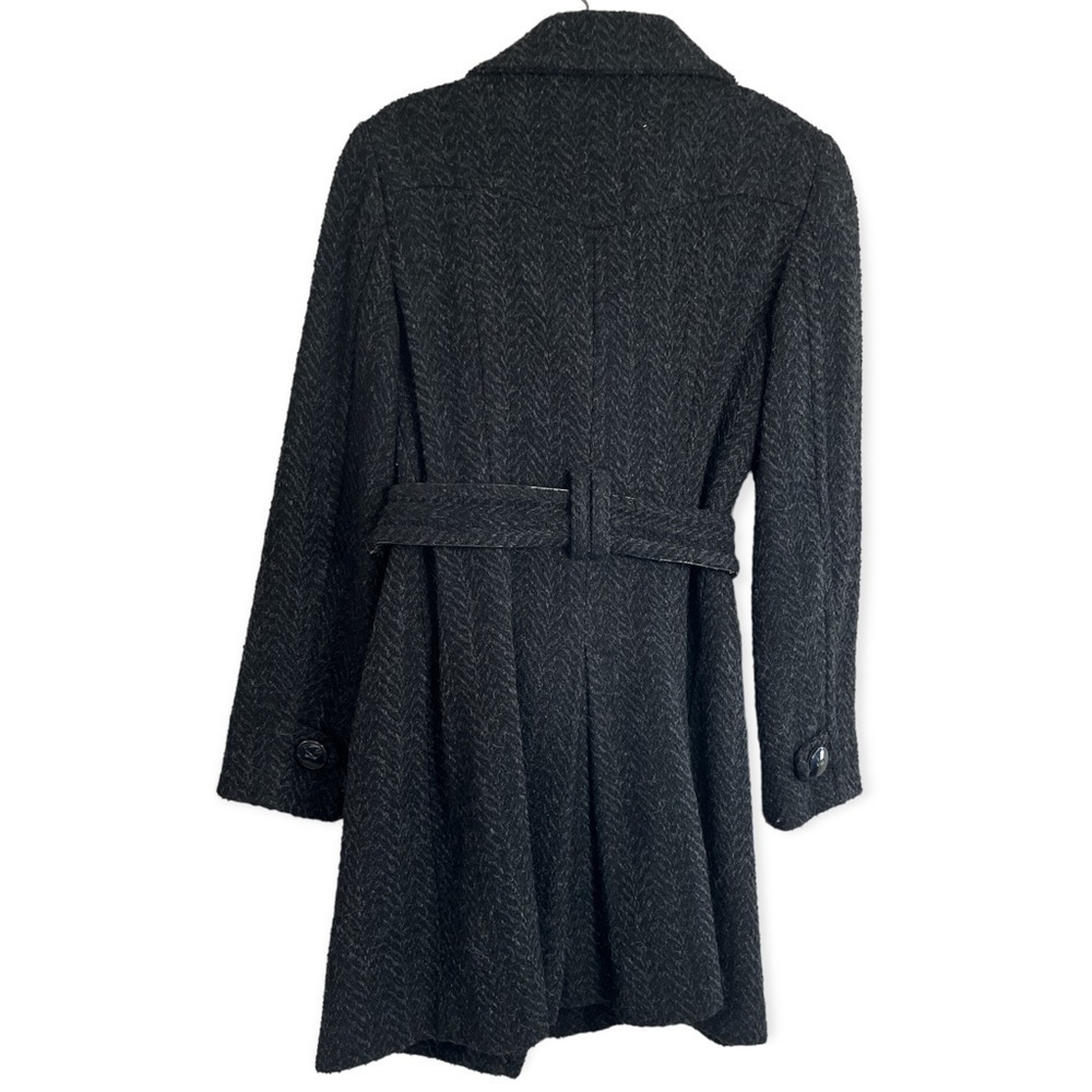 ZARA wool blend short trench coat size M charcoal herringbone pattern - Picture 2 of 7